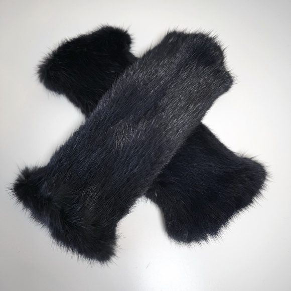 Tory Burch Accessories - Tory Burch | Mink Fingerless Gloves Navy Blue